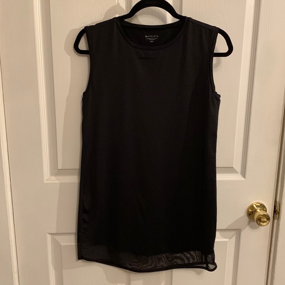 Athleta Sunlover UPF Black Sleeveless Dress Mesh Detail Hem - Picture 1 of 8